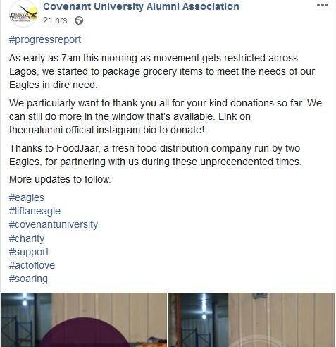 Covid19: Covenant University Alumni Provides Food For Alumni in Need