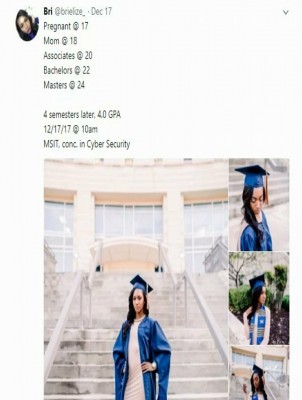 Lady Who Got Pregnant at 17 against all Odd Gets Her Masters Degree at 24 with 4.0 CGPA