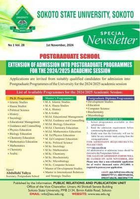 SSU extends Postgraduate registration deadline, 2024/2025