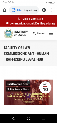 UNILAG Faculty of Law commissions anti-human trafficking legal Hub