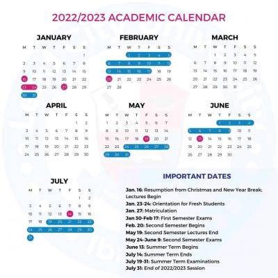 Lead City University revised academic calendar, 2022/2023