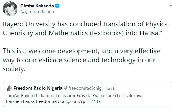 Bayero University Translates Physics, Chemistry and Mathematics textbooks into Hausa