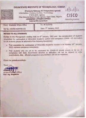 OGITECH notice on compulsory COVID-19 vaccination