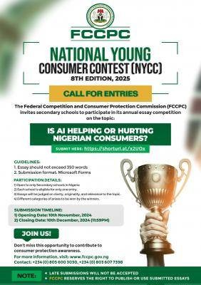 2025 National Young Consumer Contest (NYCC), an essay competition for Scondary Schools