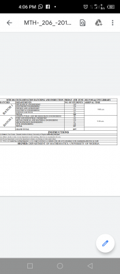 UNN MTH 206, MTH 122 AND MTH 208 CB test batching and instructions (4th June)