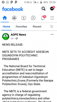 NBTE sets to accredit Adeseun Ogundoyin Polytechnic programmes