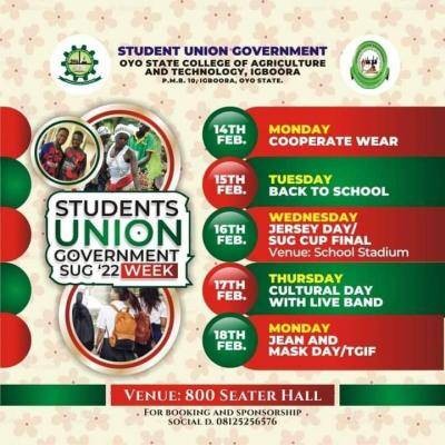 OYSCATECH SUG week schedule of events 2022