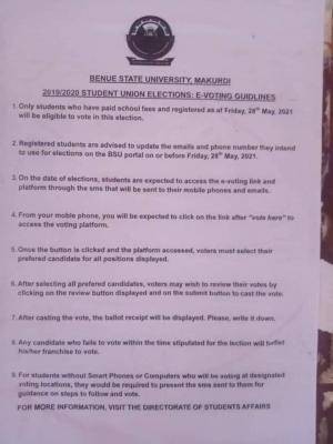 BSU Student's Union election e-voting guidelines, 2019/2020