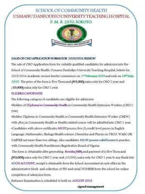 UDUTH Community Health Admission, 2023/2024