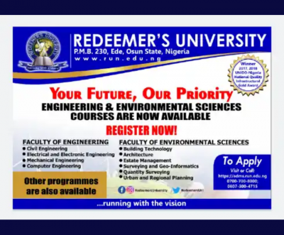 Redeemers University now offers courses in Engineering and Environmental Sciences