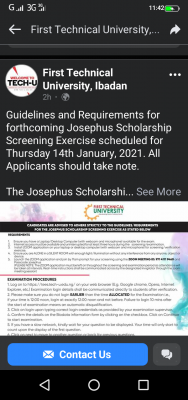 First Technical University notice on guidelines and requirements for Josephus scholarship screening