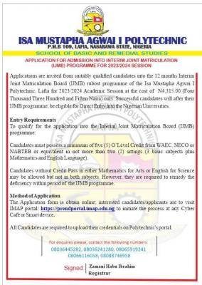 IMAP admission into IJMB programme for 2023/2024 session