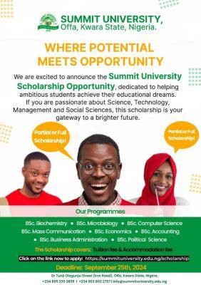 Summit University Offers Full Scholarships to Nigerian Undergraduates