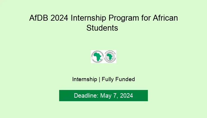 AfDB 2024 Internship Program for African Studen