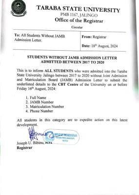 TASU issues notice to students on JAMB regularization