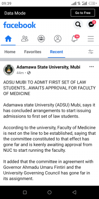 ADSU to commence admission into Law Faculty soon, awaits approval for Faculty of Medicine