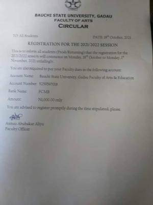 BASUG Faculty of Arts notice on 2021/2022 registration