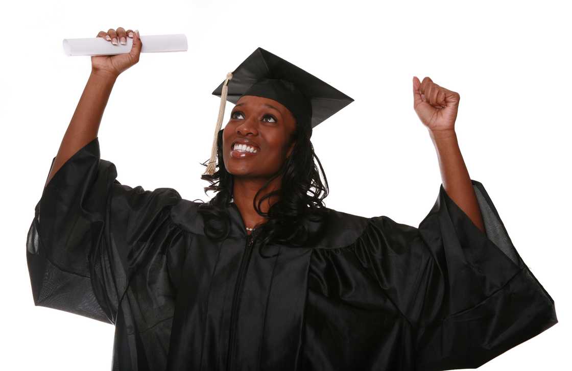 Graduating student celebrating