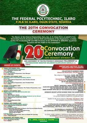 Ilaro Poly announces 20th convocation ceremony