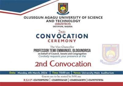 OAUSTECH announces 2nd convocation ceremony