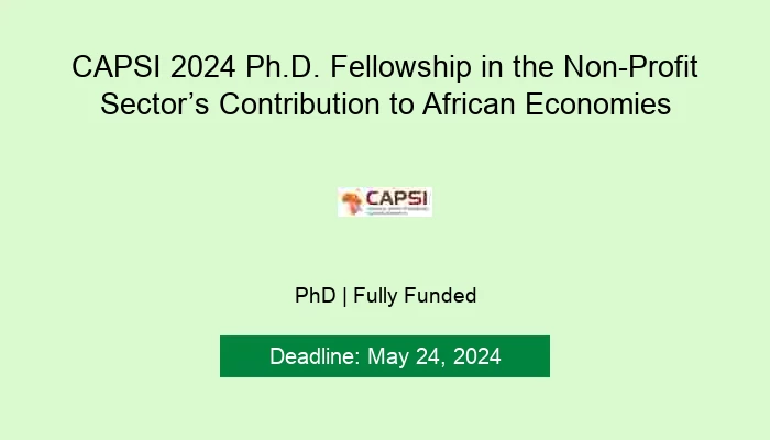 CAPSI 2024 Ph.D. Fellowship in the Non-Profit Sectors Contribution to African Econom