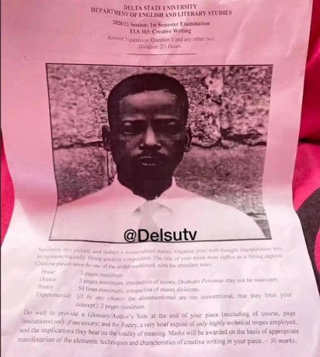 Comedian Black Kamaru featured on DELSU exam questions