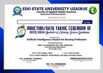 EDSU induction/oath taking ceremony of Nursing Sciences graduands, 2023/2024