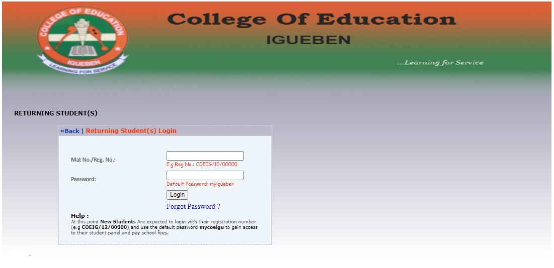 COEIGUEBEN Login Portal