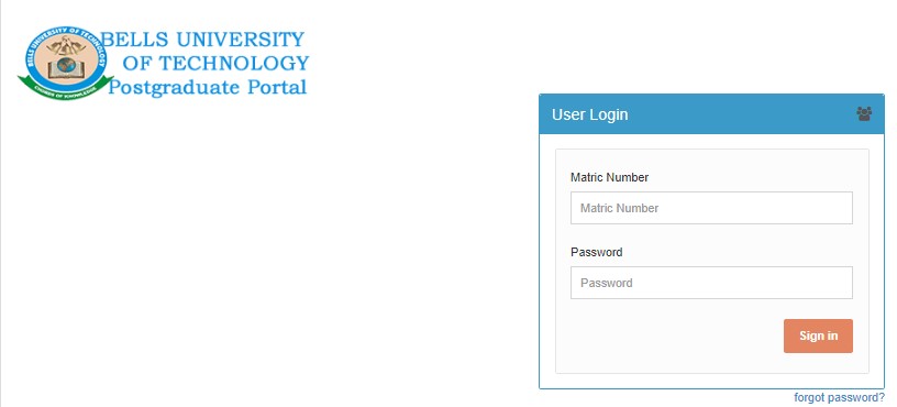 Bells University Postgraduate Students Login Portal