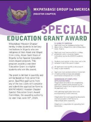 MKPATABASI Houston Chapter Special Education Grant Award Program