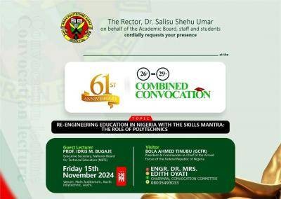 Auchi Poly announces 61st anniversary and 26th-29th combined Convocation ceremony