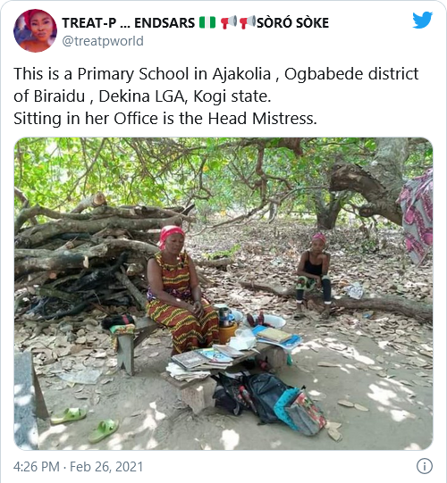 Viral photos of a headmistress office sited under a tree