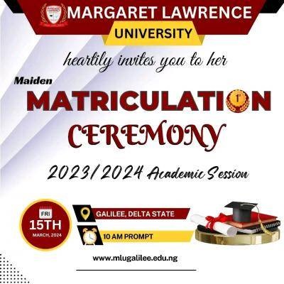 Margaret Lawrence University announces maiden matriculation ceremony, 2023/2023