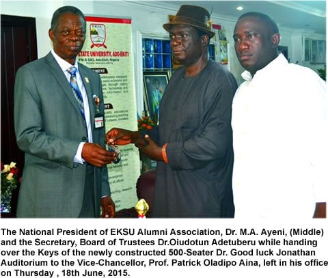 EKSU Alumni Association Donates Lecture Theatre