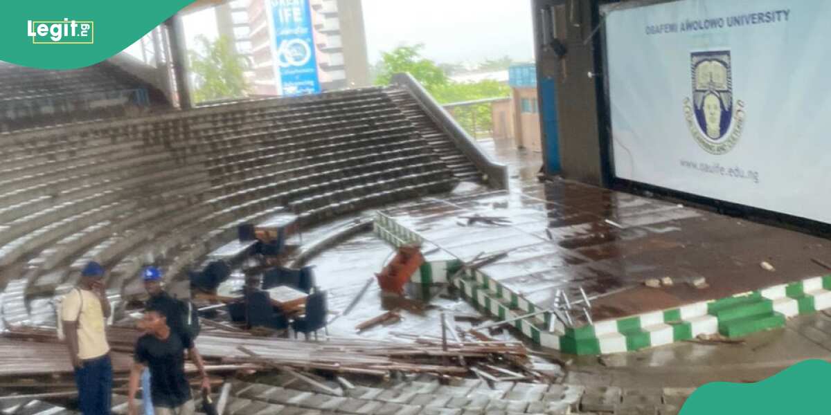 BREAKING: Violent rainstorm destroys OAU lecture theatre during class, students injured