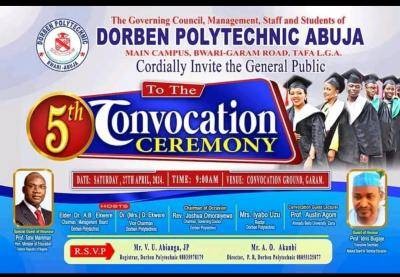 Dorben Polytechnic Abuja announces 5th Convocation Ceremony