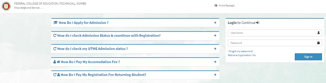 FCET Gombe Login Portal