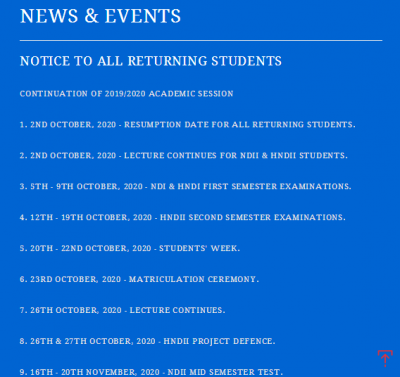 Crown Polytechnic resumption and revised academic calendar