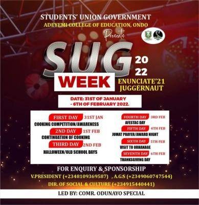 Adeyemi College of Education Ondo SUG Week 2022