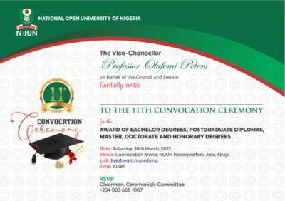 NOUN announces 11th Convocation Ceremony