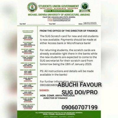 MOUAU SUG notice to students