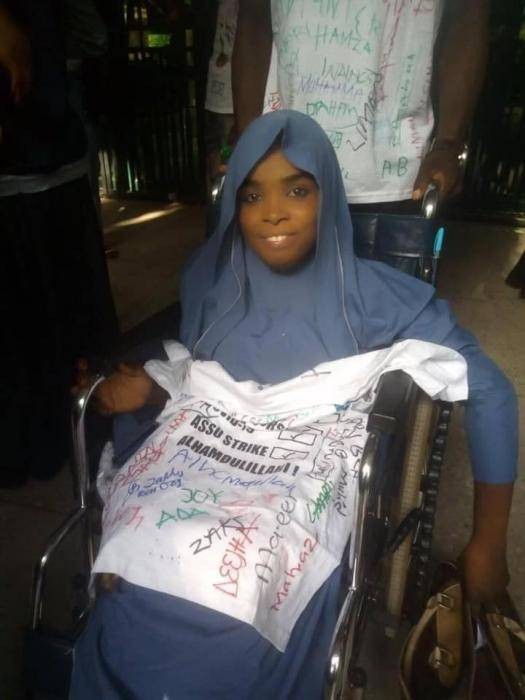 Physically challenged student celebrates her graduation from BUK