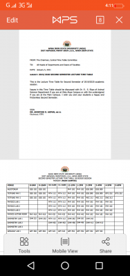 Akwa Ibom State University 2nd semester lecture time table for 2019/2020 session