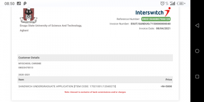 ESUT sandwich admission (undergraduate & postgraduate) for 2020/2021 session