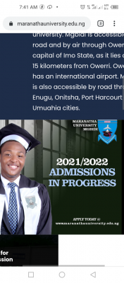 Maranatha University undergraduate admission, 2021/2022