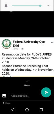 FUOYE notice on resumption date for JUPEB students and 2nd screening date