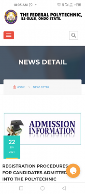 Fed Poly Ile-Oluji registration procedure for candidates admitted in the 2020/2021 session