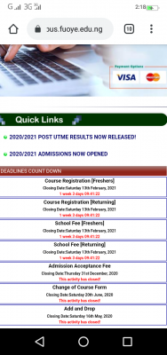 FUOYE new deadlines for registration and school fees payment for 2019/2020 session