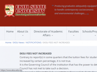 EKSU denies increment of school fees