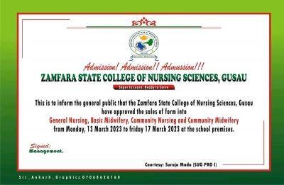 Zamfara State School of Nursing and Midwifery Admission, 2023/2024